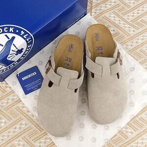Birkenstock Boston Soft Footbed Clogs - Men's - Taupe Suede